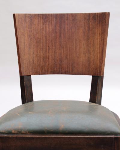 Set of 6 Fine French Art Deco Palissander and Stained Beech Dining Chairs