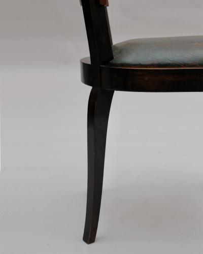 Set of 6 Fine French Art Deco Palissander and Stained Beech Dining Chairs