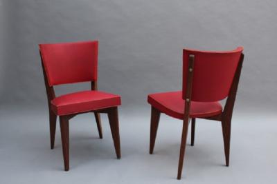 Set of 6 Fine French Mid century Oak Chairs