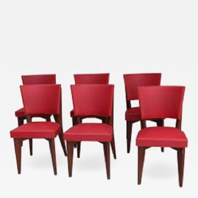 Set of 6 Fine French Mid century Oak Chairs