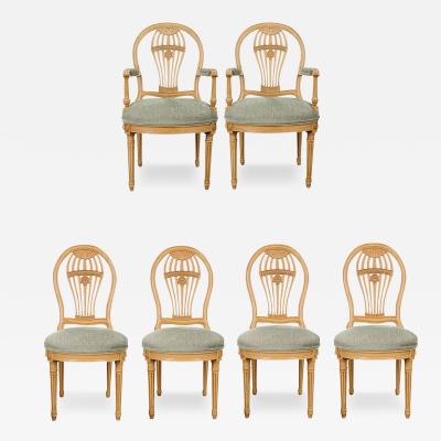 Set of 6 French 20th Century Reproduction Balloon Back Dining Chairs