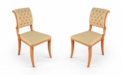 Set of 6 French Sycamore Silk Side Chairs