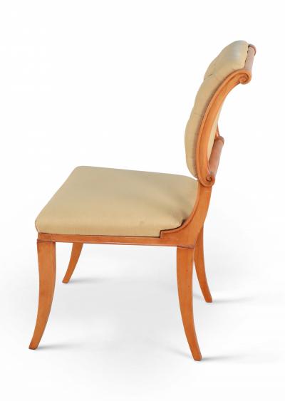 Set of 6 French Sycamore Silk Side Chairs