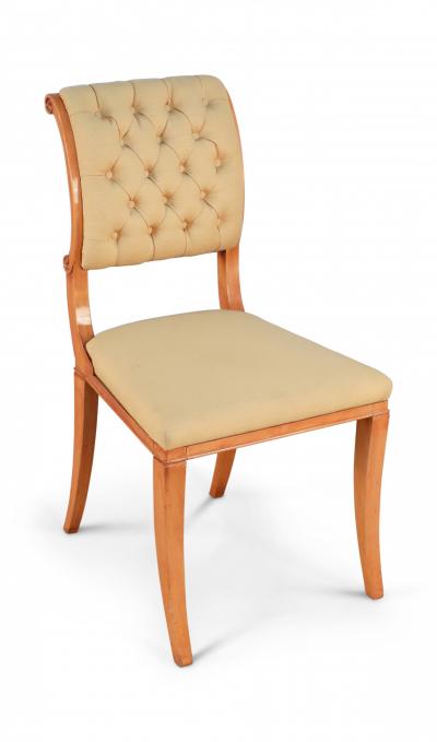 Set of 6 French Sycamore Silk Side Chairs