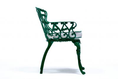 Set of 6 Hollywood Regency Neo Baroque Patio Dining Chairs in Jade Green c 1960