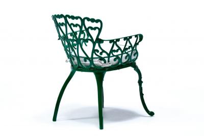 Set of 6 Hollywood Regency Neo Baroque Patio Dining Chairs in Jade Green c 1960