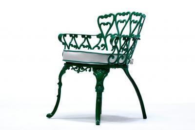 Set of 6 Hollywood Regency Neo Baroque Patio Dining Chairs in Jade Green c 1960