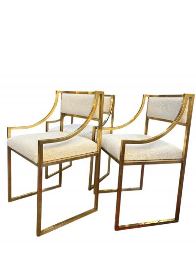 Set of 6 Hollywood Regency Style Chairs in brass Italy 1970