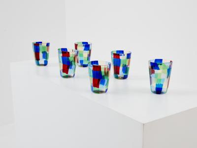 Set of 6 Italian Murano glass tumblers 1980s