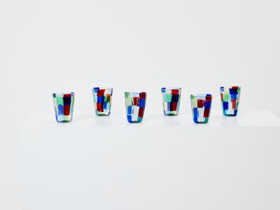 Set of 6 Italian Murano glass tumblers 1980s