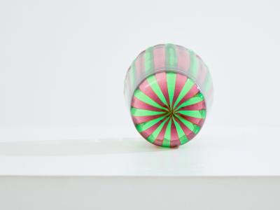 Set of 6 Italian Murano green and purple glass tumblers 1980s