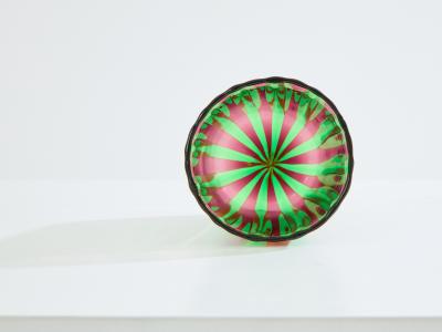 Set of 6 Italian Murano green and purple glass tumblers 1980s