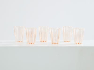 Set of 6 Italian Murano rose glass tumblers 1980s