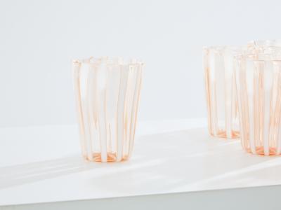 Set of 6 Italian Murano rose glass tumblers 1980s