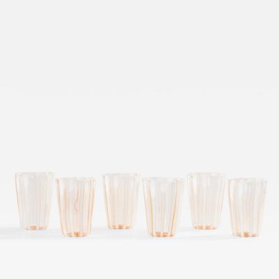 Set of 6 Italian Murano rose glass tumblers 1980s