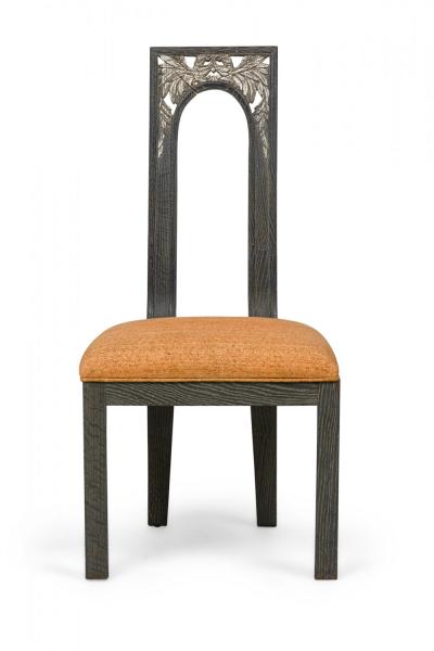 Set of 6 James Mont Modern Cerused and Silver Gilt Dining Side Chairs