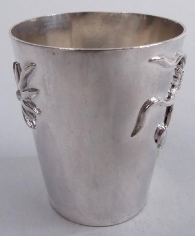 Set of 6 Japanese Silver Firewater Dragon Shot Glasses