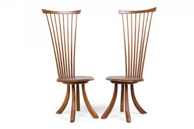 Set of 6 Jeffrey Greene Mid Century American Modern Walnut High Back Dining Side