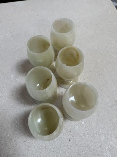 Set of 6 Marble Goblets Chalice Glasses