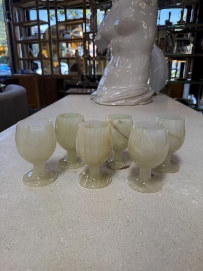 Set of 6 Marble Goblets Chalice Glasses