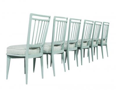 Set of 6 Mid Century Modern Dining Chairs in Sage Green Lacquer