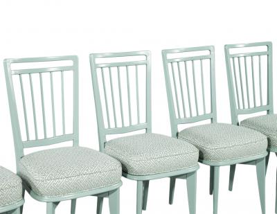 Set of 6 Mid Century Modern Dining Chairs in Sage Green Lacquer