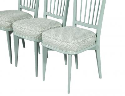 Set of 6 Mid Century Modern Dining Chairs in Sage Green Lacquer