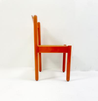 Set of 6 Mid Century Modern Orange Dining Chairs