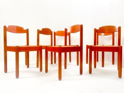 Set of 6 Mid Century Modern Orange Dining Chairs