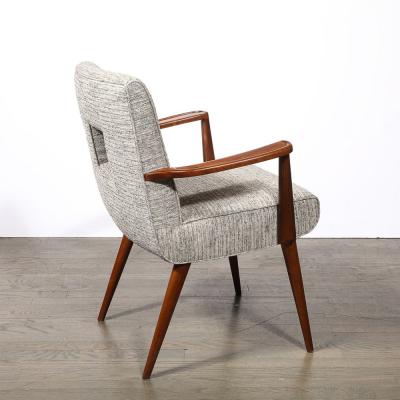 Set of 6 Mid Century Modern Walnut Cutout Back Arm Side Chairs by Paul Frankl