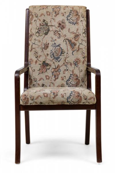 Set of 6 Mid Century Neo Classic Style Mahogany and Brass Dining Chairs