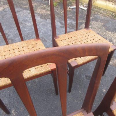 Set of 6 Midcentury Danish Rosewood and Woven Dining Chairs