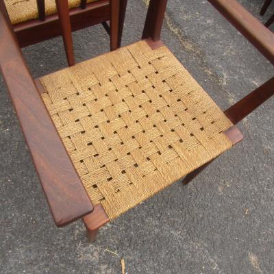 Set of 6 Midcentury Danish Rosewood and Woven Dining Chairs