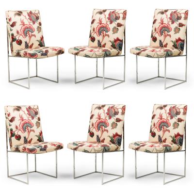 Set of 6 Milo Baughman for Thayer Coggin Mid Century Floral Fabric Captain Din