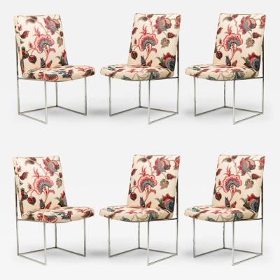 Set of 6 Milo Baughman for Thayer Coggin Mid Century Floral Fabric Captain Din
