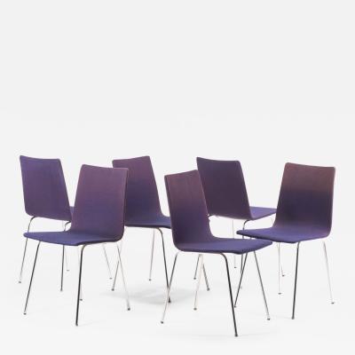 Set of 6 Minimal Chrome Dining Chairs Set on Petite Tubular Chrome Bases