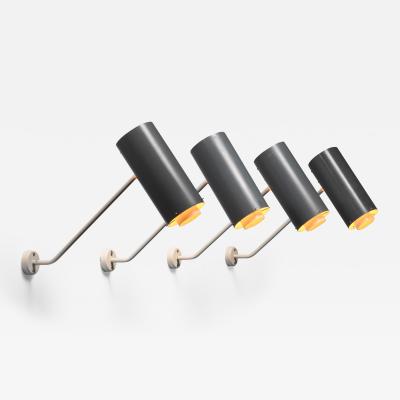 Set of 6 Modernist metal wall or ceiling spots
