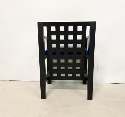 Set of 6 Post Modernist Wood Velvet Armchairs