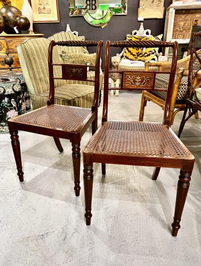 Set of 6 Regency Mahogany With Brass Inlay Side Chairs