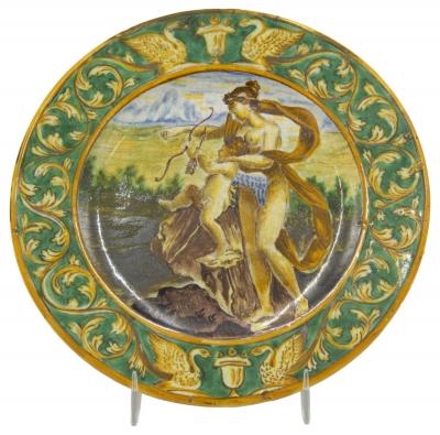 Set of 6 Renaissance Style Majolica Porcelain Plates