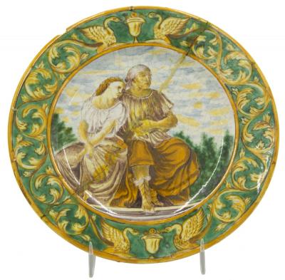 Set of 6 Renaissance Style Majolica Porcelain Plates