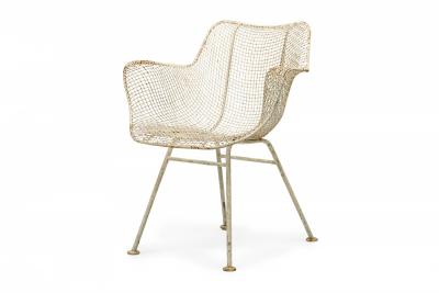 Set of 6 Russell Woodard Sculptura White Metal Dining Chairs 2 with Arms