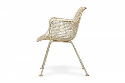 Set of 6 Russell Woodard Sculptura White Metal Dining Chairs 2 with Arms