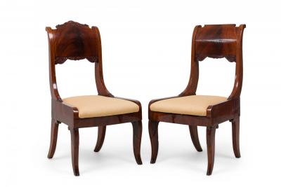 Set of 6 Russian Neo Classic Mahogany Upholstered Dining Chairs