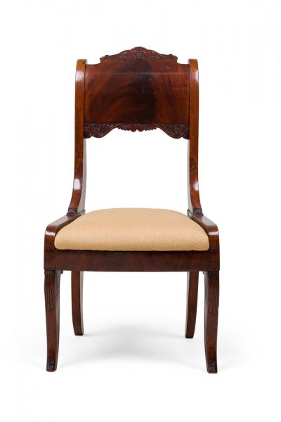Set of 6 Russian Neo Classic Mahogany Upholstered Dining Chairs
