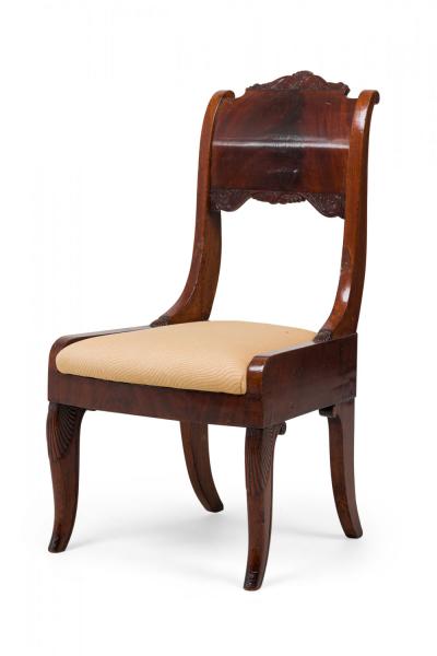 Set of 6 Russian Neo Classic Mahogany Upholstered Dining Chairs
