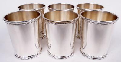 Set of 6 Scearce Kentucky Nixon Era Sterling Silver Mint Julep Cups