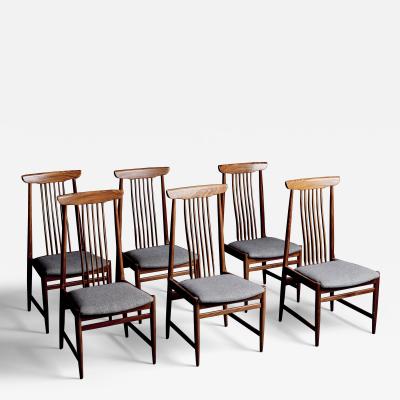 Set of 6 Spindle Back Dining Chairs in Teak