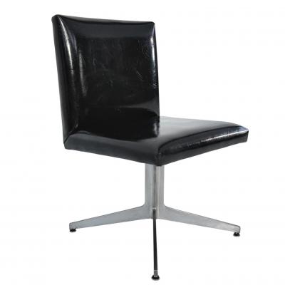 Set of 6 Ward Bennett Black and Aluminum Dining Chairs 1960