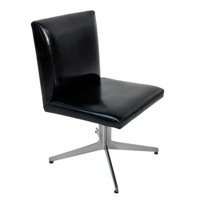 Set of 6 Ward Bennett Black and Aluminum Dining Chairs 1960